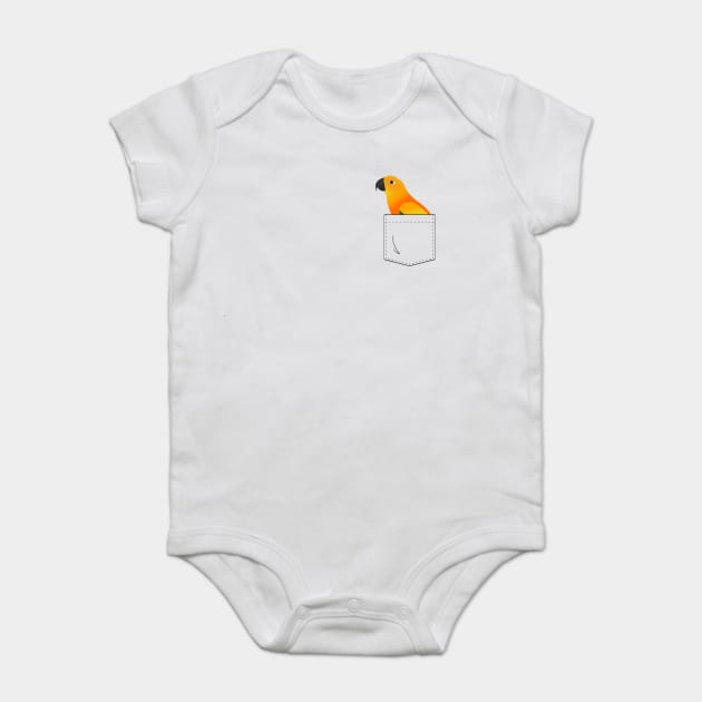 Sun Conure Parrot In Your Front Pocket Baby Bodysuit by Einstein Parrot
